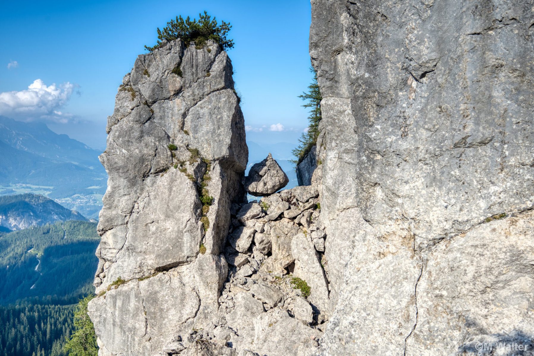 Geröllspalte im Abstieg