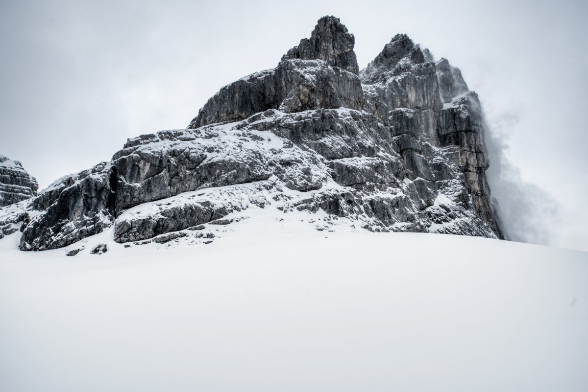 Viertes Watzmannkind im Schneesturm