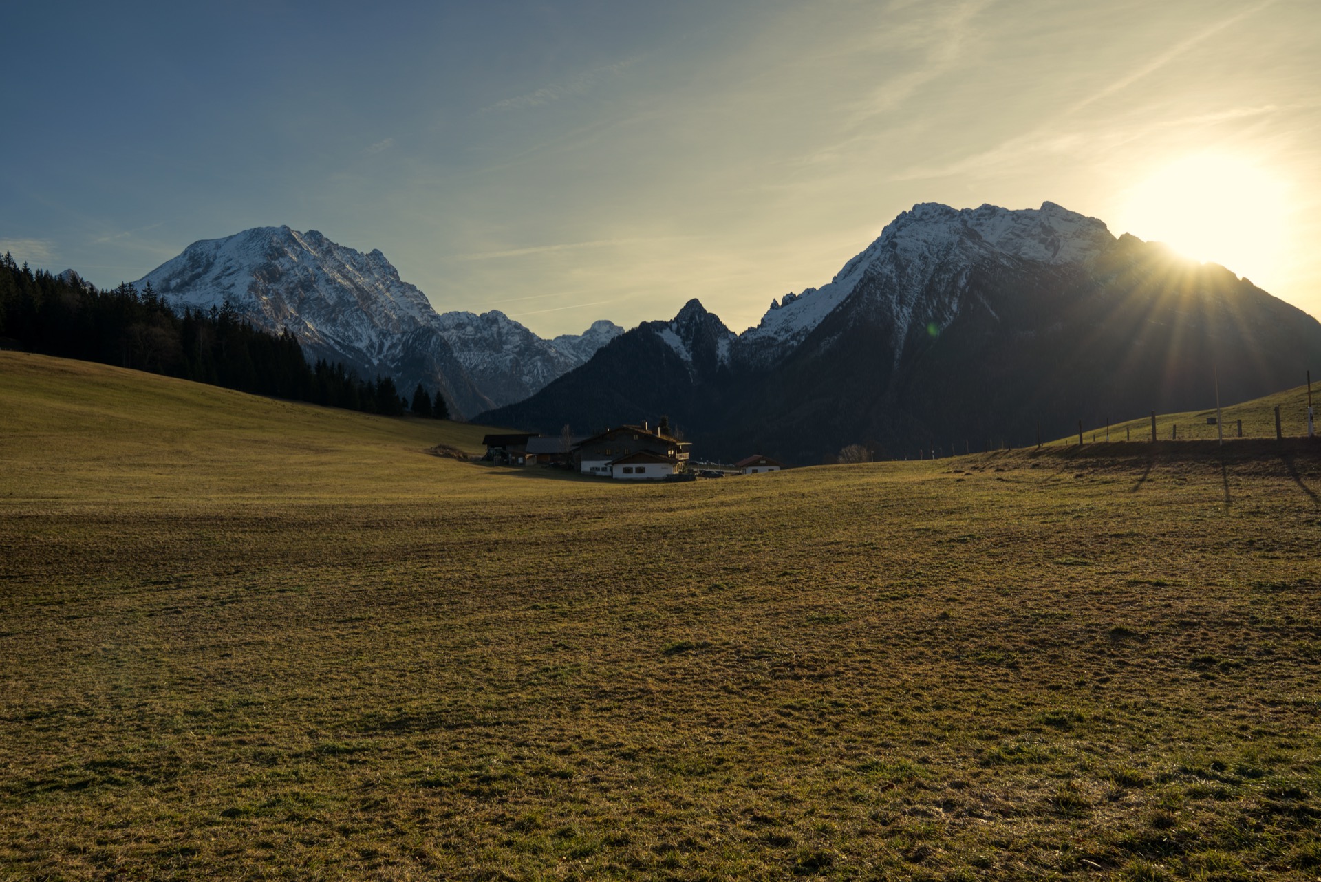 Watzmann und Hochkalter im Sonnenuntergang