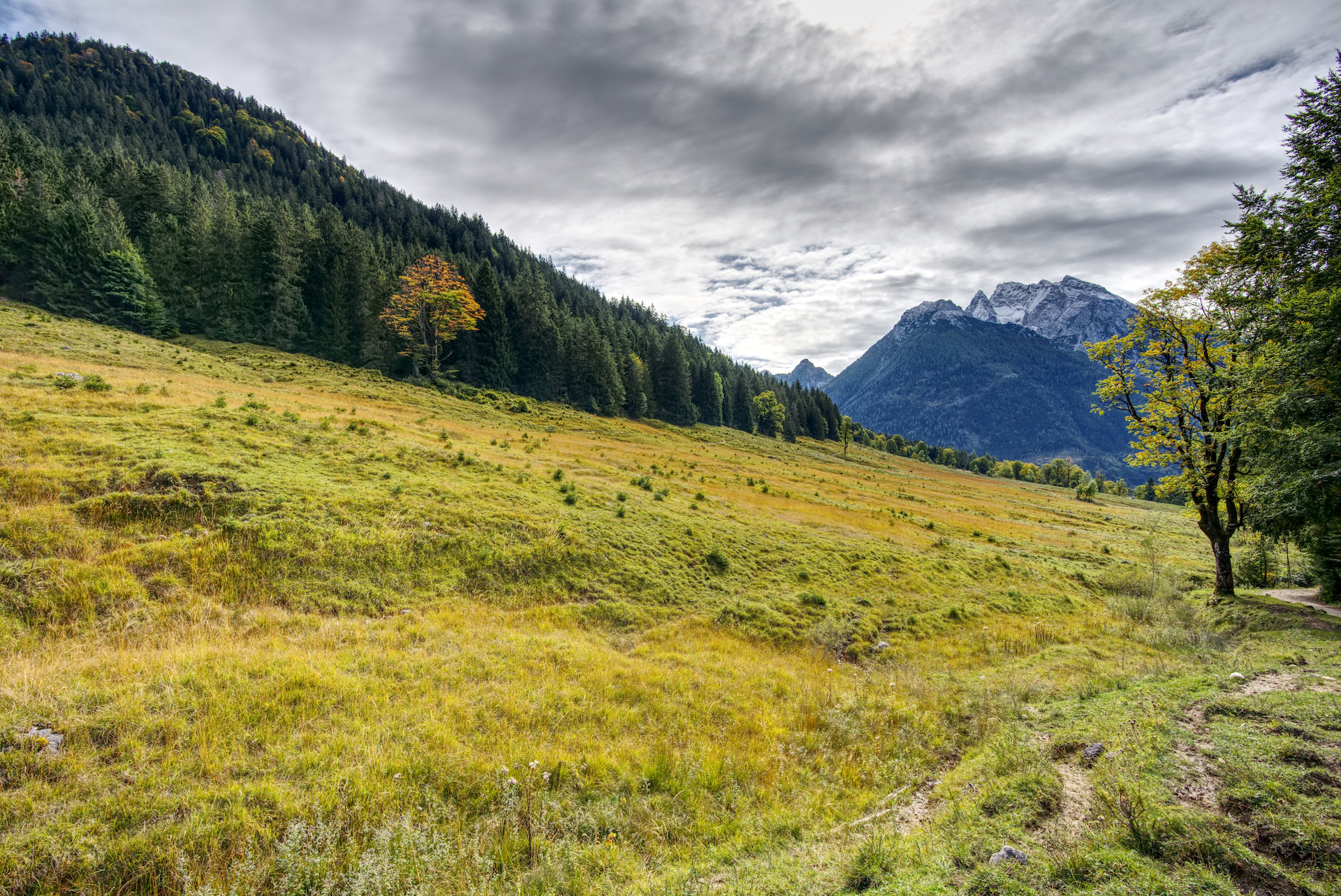 Herbstliche Landschaft auf dem Weg zur Mordaualm